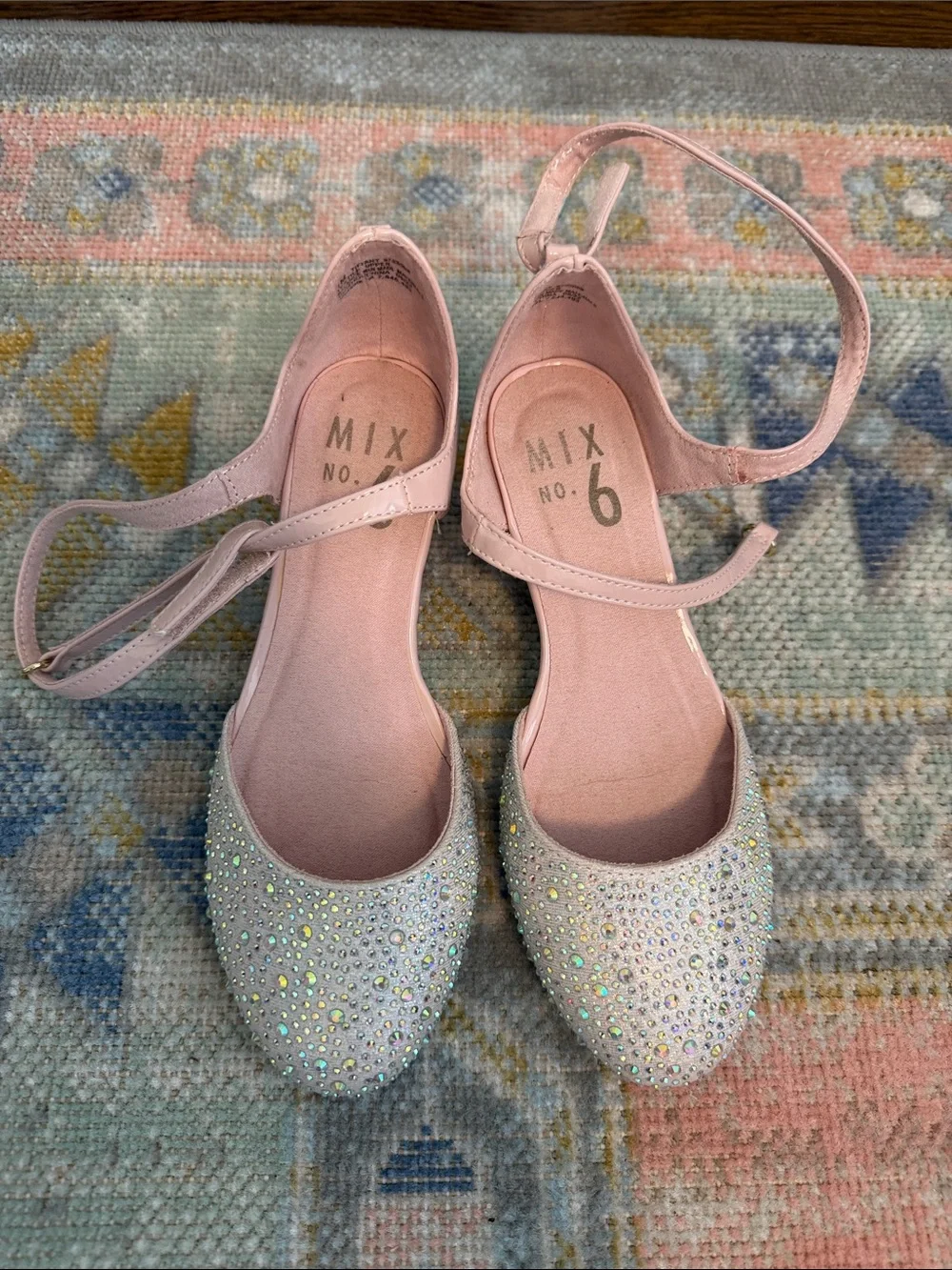 Mix No. 6 Girls' Light Pink Rhinestone Ankle-Strap Heels (1)